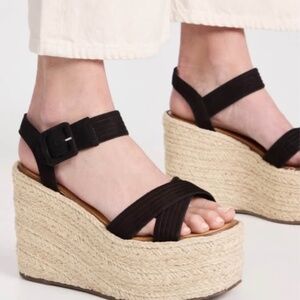 Schutz Blisse Platform Wedge Heels Espadrille in Black Size 10